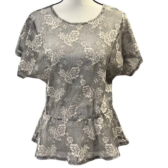 R. Marks Women's Sheer Lace Top Size S/M - Picture 1 of 4